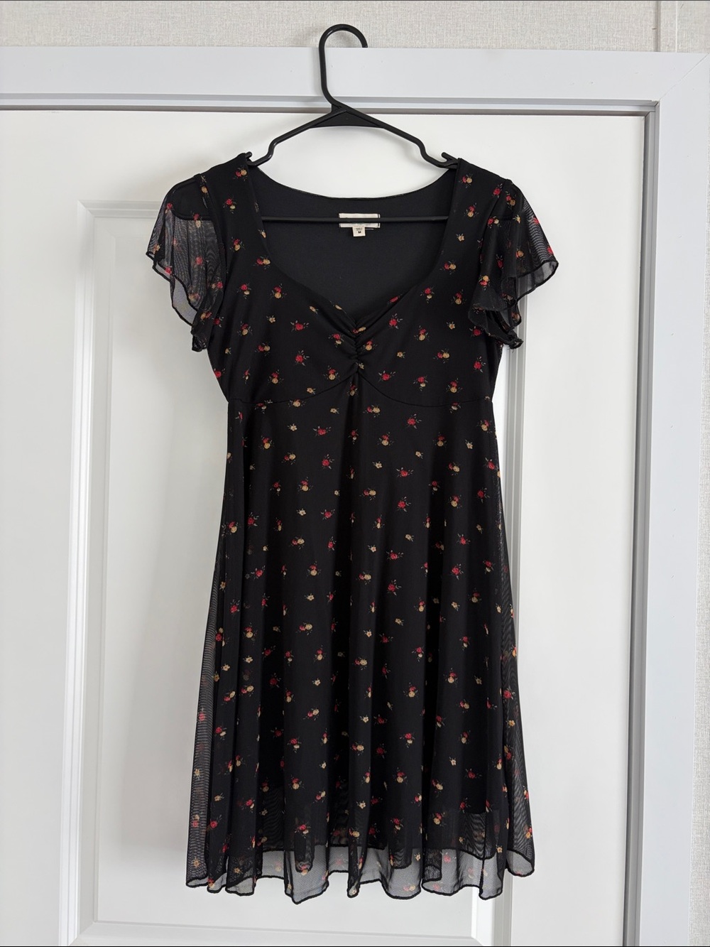 See You Monday Black Floral V-Neck A-Line Dress